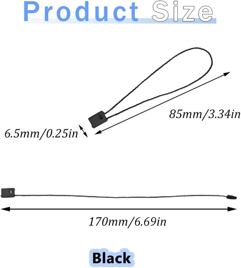 Yosawa 1000Pcs Hang Tag String Nylon Snap Lock Pin Loop Fastener Hook Ties Tag Strings for Tags Clothing, Shoes, Gift Bags（Black） - Image 2